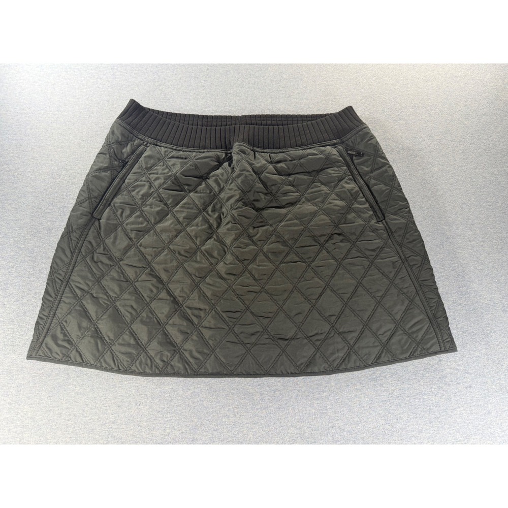 Prana Womens Large Black Quilted Fleece Lined Skirt Mini Hiking Winter Pockets